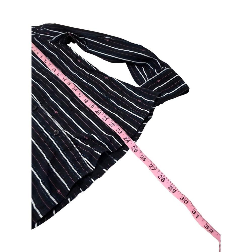 Fox Racing Womens Y2K Black Striped Button Down Shirt Long Sleeve Cotton Size M - Picture 7 of 7